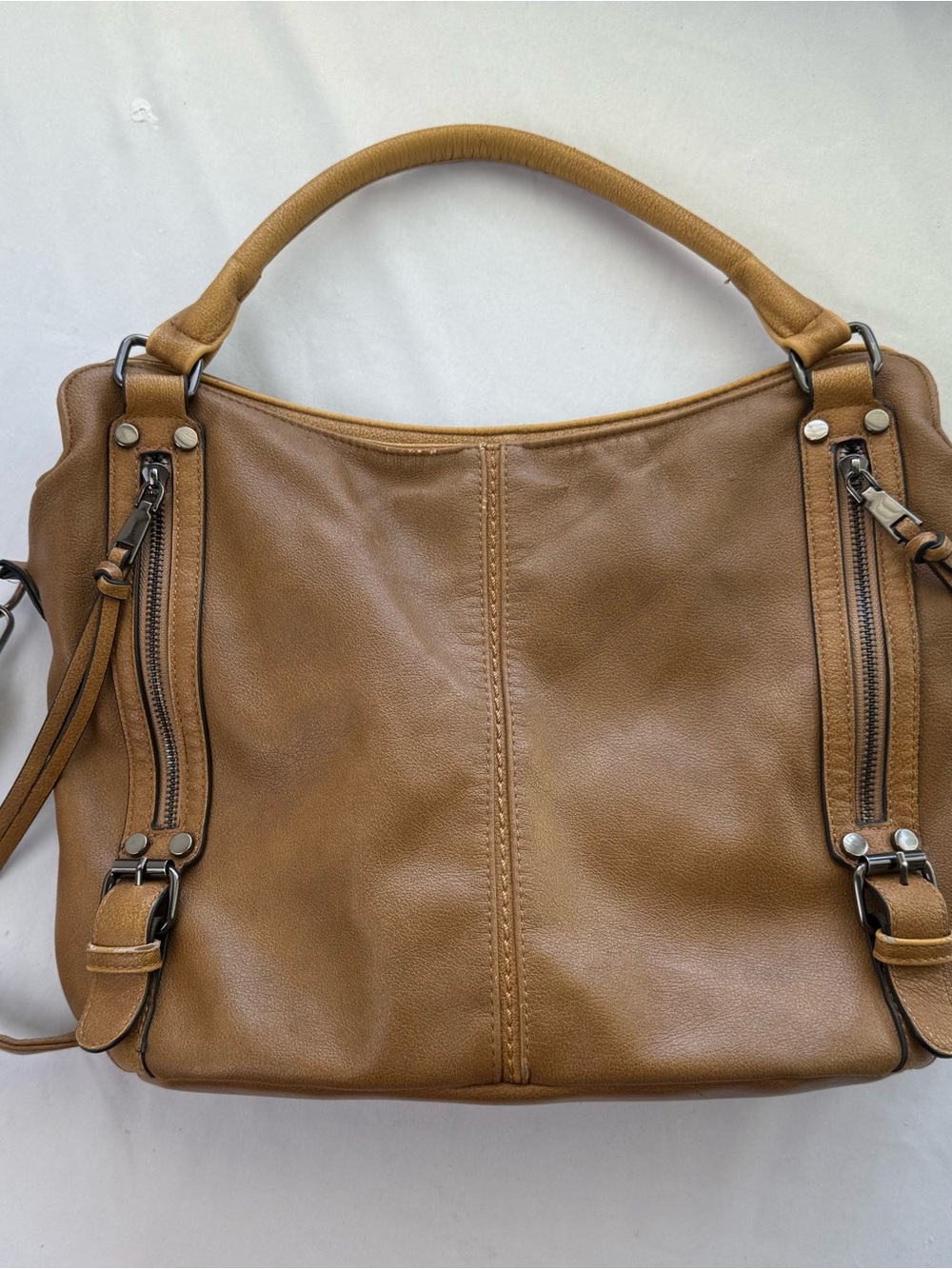 Realer Faux Leather Hobo Crossbody Bag w Tassel Accents